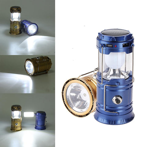 For 4 In 1 Camping Tent Solar Lantern USB Rechargeable LED Flashlight Torch Hand Lamp WS35700