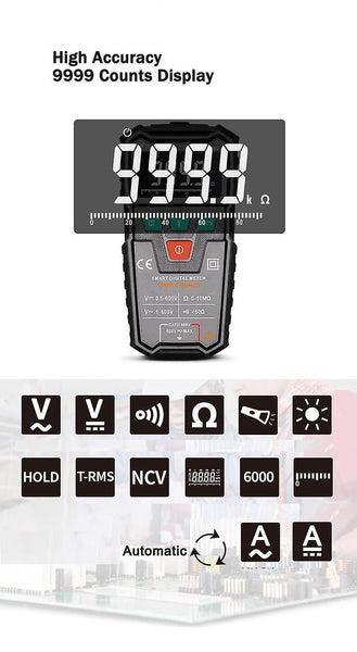 For FUYI FY108S Intelligent Automatic Mini Digital Multimeter 9999 Counts High Precision Electrician Hou WS36054