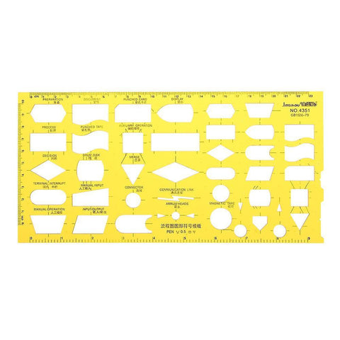 2PCS Flow Chart Flowsheet Process Diagram Symbols Drawing Template KT Soft Plastic Ruler DesignBoardWS36064