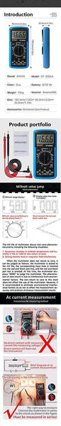 For ANENG DT9205A Digital Multimeter Profesional Transistor Tester Backlight esr Meter WS36389