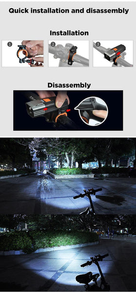 XANES XL35 900 Lumens Bicycle Headlight USB Rechargeable 5 Modes Waterproof Bike LightWS37541