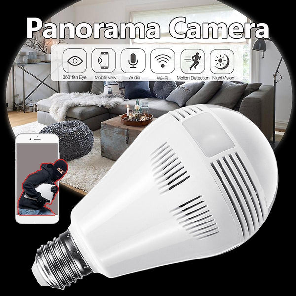 For 360 Panorama Fisheye IP Bulb Camera Lamp CCTV Monitor Light Bulb WIFI Night Vision WS37597