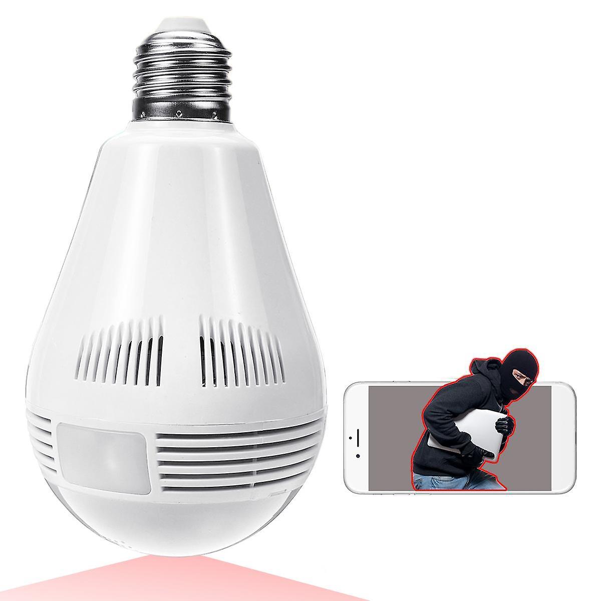 For 360 Panorama Fisheye IP Bulb Camera Lamp CCTV Monitor Light Bulb WIFI Night Vision WS37597