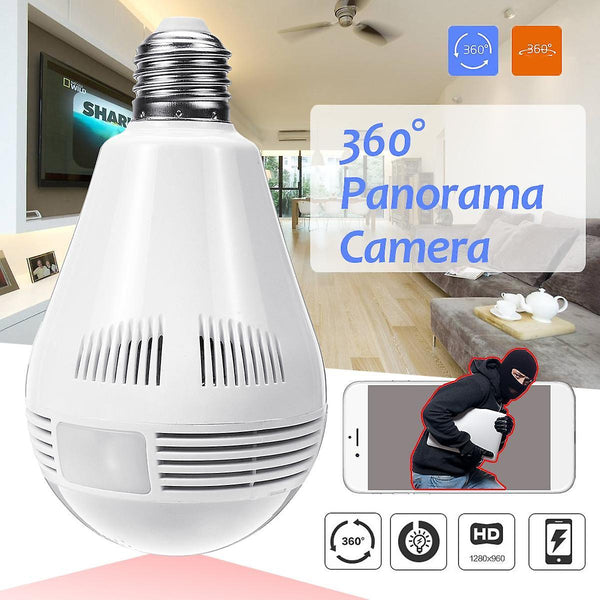 For 360 Panorama Fisheye IP Bulb Camera Lamp CCTV Monitor Light Bulb WIFI Night Vision WS37597