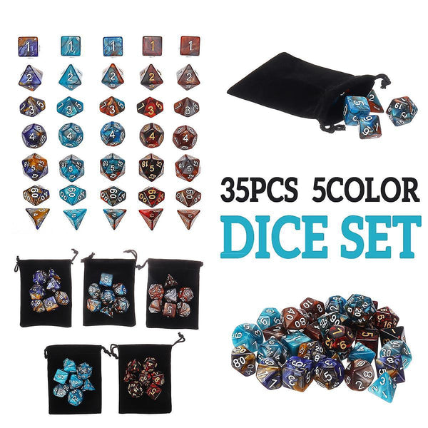 For 35pcs Metal Polyhedral Dices Set For Dungeons & Dragons Dice Desktop RPG Game WS38854