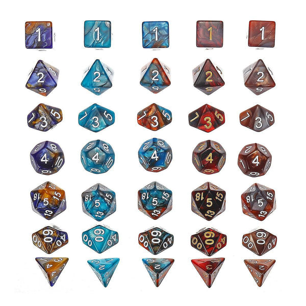 For 35pcs Metal Polyhedral Dices Set For Dungeons & Dragons Dice Desktop RPG Game WS38854