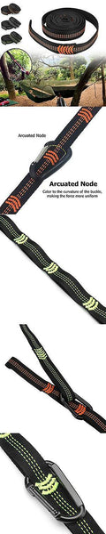 2pcs Adjustable Hammock Straps Camping Hiking Hammock Rope Carabiner With Storage BagWS38908