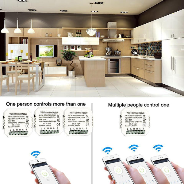 For QS-WIFI-D02-TRIAC DIY Smart WiFi Light LED Dimmer Switch Smart Life/Tuya APP Remote Control 1/2 Way WS40171