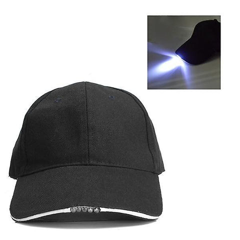 Adjustable Bicycle 5 LED Light Cap Battery Powered Hat Outdoor Baseball CapWS40267