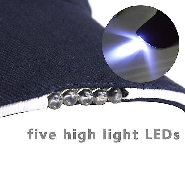 Adjustable Bicycle 5 LED Light Cap Battery Powered Hat Outdoor Baseball CapWS40267