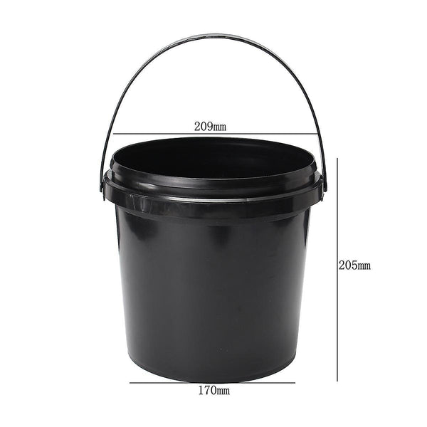 5L Plastic Round Water Bucket Hydroponics System DWC Black Thick Chemical Barrel with Lid HandleWS40699