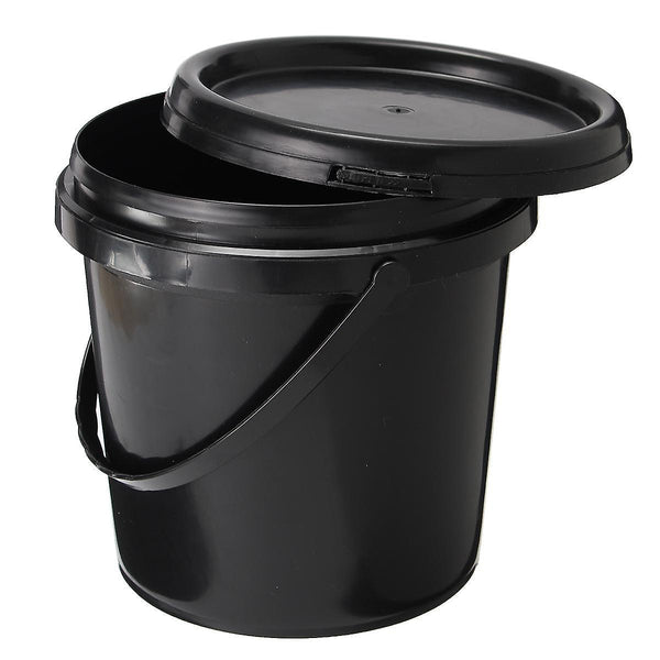 5L Plastic Round Water Bucket Hydroponics System DWC Black Thick Chemical Barrel with Lid HandleWS40699