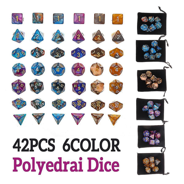 42PCS Metal Polyhedral Dices Set For Dungeons & Dragons Dice Desktop RPG GameWS41306