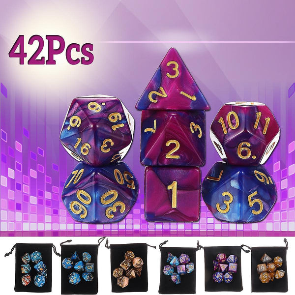 42PCS Metal Polyhedral Dices Set For Dungeons & Dragons Dice Desktop RPG GameWS41306