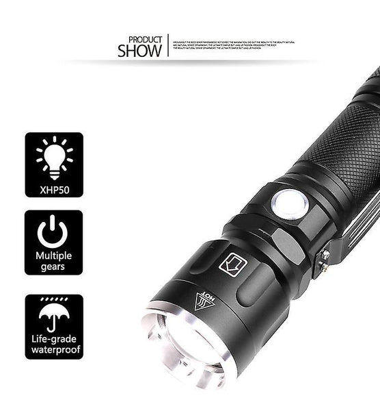 XANES 09-P50 XHP 50 5Modes Telescopic Zoomable USB Rechargeable LED Flashlight 18650/26650 LED TorchWS41593