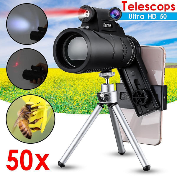 12*50 Outdoor Hiking Camping HD Optics Tripod Monocular Telescope Bird Watching With Laser FlashlighWS41739