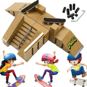 Skate Park Ramp Parts With 2 Deck Fingerboard Finger Board ToysWS41779