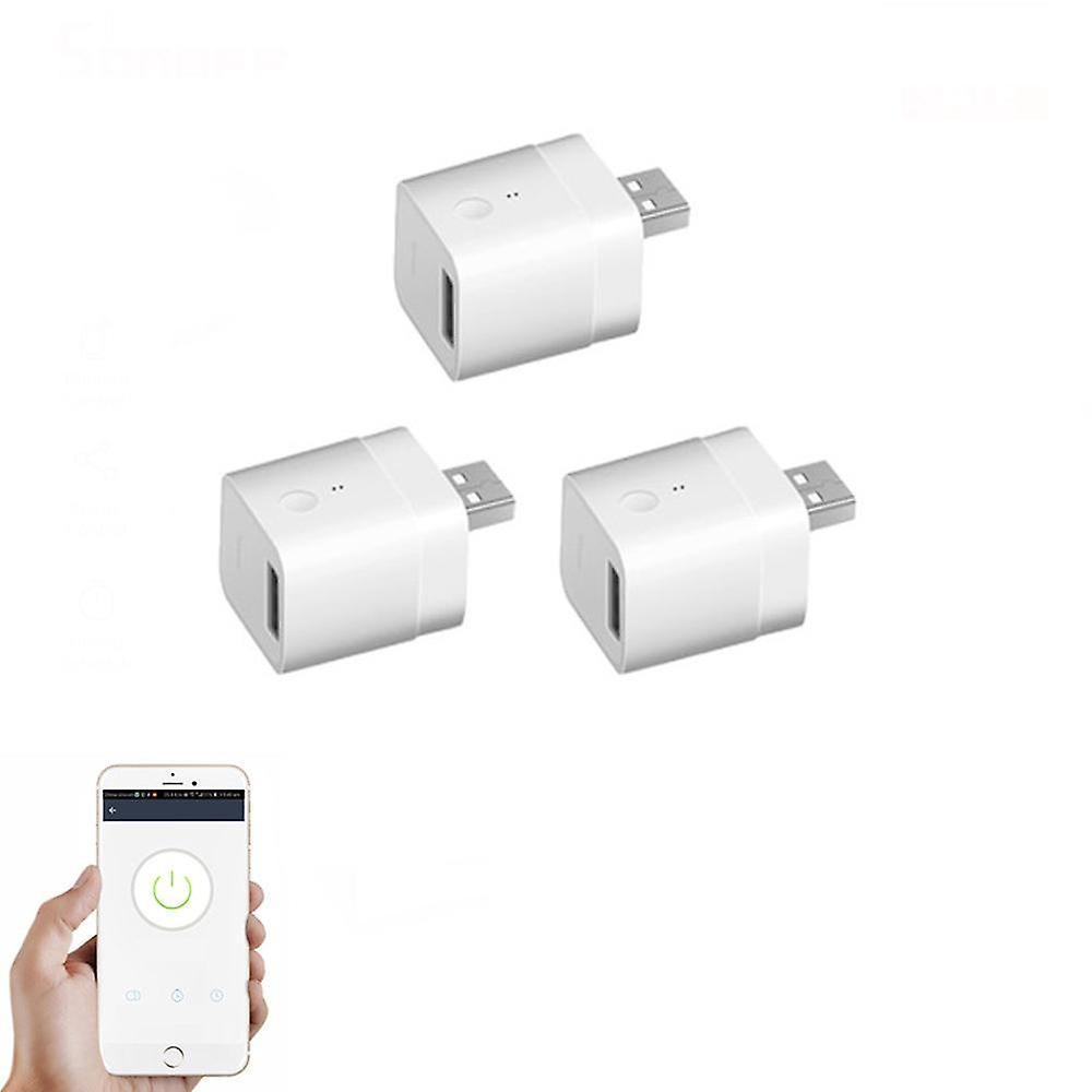 3Pcs Micro 5V Wireless USB Smart Adaptor WiFi Mini USB Power Adaptor Switch APP Remote Control VoiceWS42184