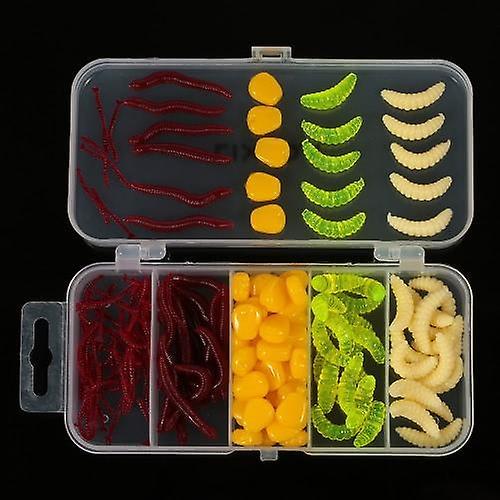 160pcs/lot Fishing Lures Earthworm Corn Maggot Grub Worms Soft Bait Lures Set Kit with Tackle BoxWS42596