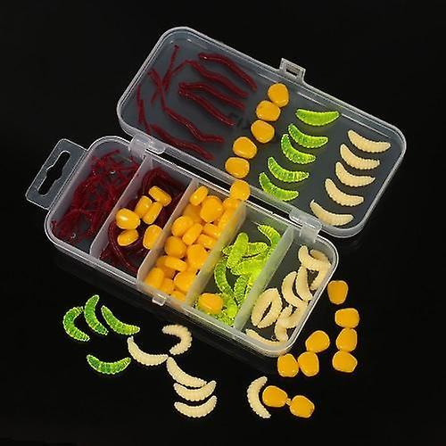 160pcs/lot Fishing Lures Earthworm Corn Maggot Grub Worms Soft Bait Lures Set Kit with Tackle BoxWS42596