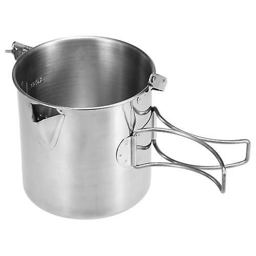 1L Stainless Steel Cooking Kettle Portable Outdoor Camping Backpacking Pot with Foldable HandleWS45395