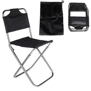 For Portable Folding Aluminum Oxford Cloth Chair Outdoor Fishing Camping with Backrest Carry Bag Black WS45498