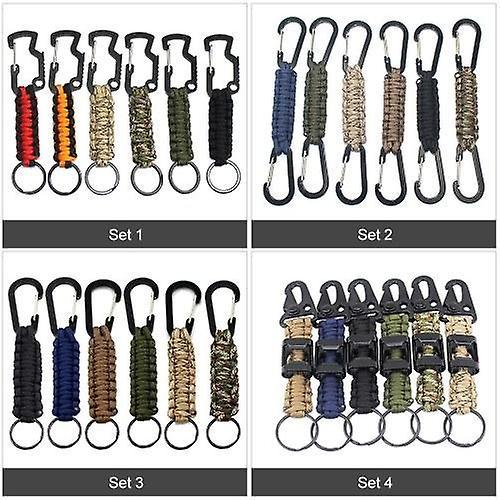 For 6pcs Paracord Keychain Braided Lanyards with Carabiner Clips WS45941