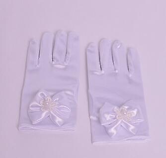 new short white Kids's satin elastic long gloves sm4904