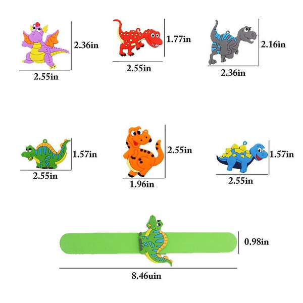 6pcs Dinosaur Rubber Slap Bracelet Kids SM12793