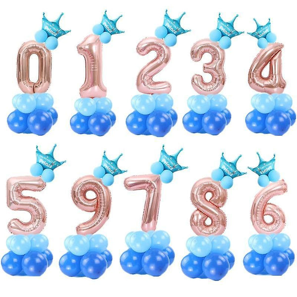 new blue 1 rose gold digital number helium ballon wedding birthday party balloon sm17108