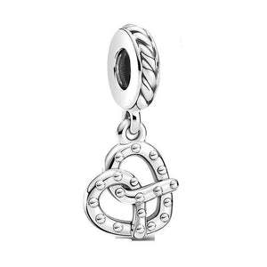 Heart Key Family Mom Dangle Bead Fit Ori SM20209