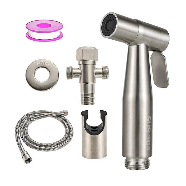 new silvery 3pcs stainless steel toilet hand bidet spraye set sm31837