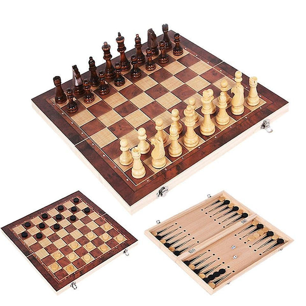 Chess Set Wooden Game Backgammon Checker SM32277