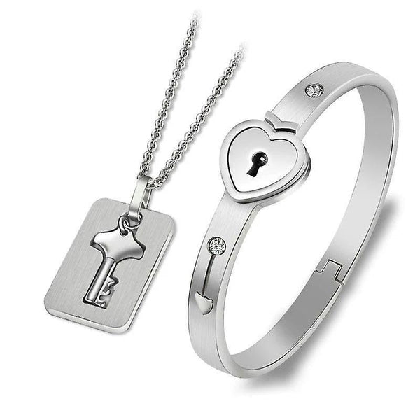 Stainless Steel Love Heart Lock And Key SM33511