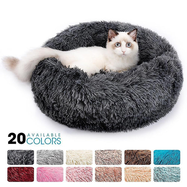 new rubber color xs-40cm round plush cat bed house cat mat winter warm sleeping cats nest soft long sm39046