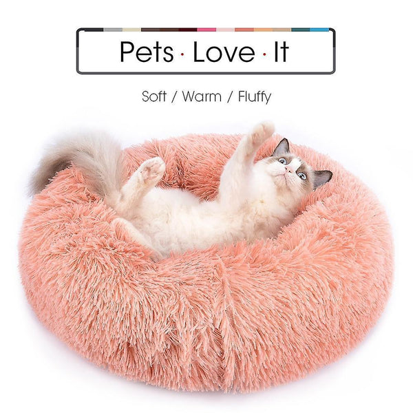 new rubber color xs-40cm round plush cat bed house cat mat winter warm sleeping cats nest soft long sm39046