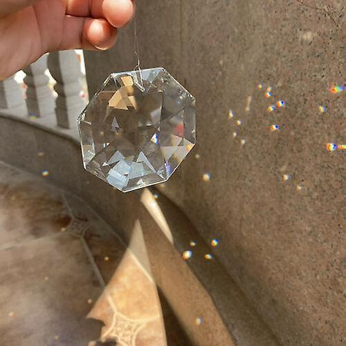 new suncatcher octagon disc faceted glass art crystal prism chandelier hole diy sm40156