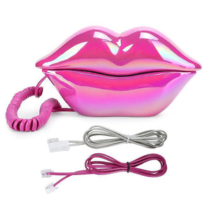 new pink 2 mouth's lips shape home office desktop telephone landline sm48369