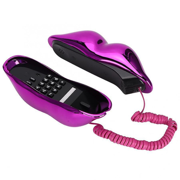 new pink 2 mouth's lips shape home office desktop telephone landline sm48369