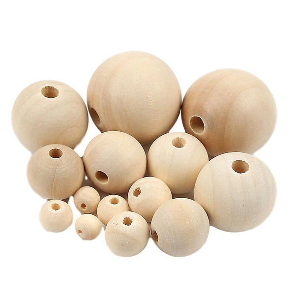 new 10mm 50pcs natural wooden lead free beads round balls for jewelry making and teething sm51373