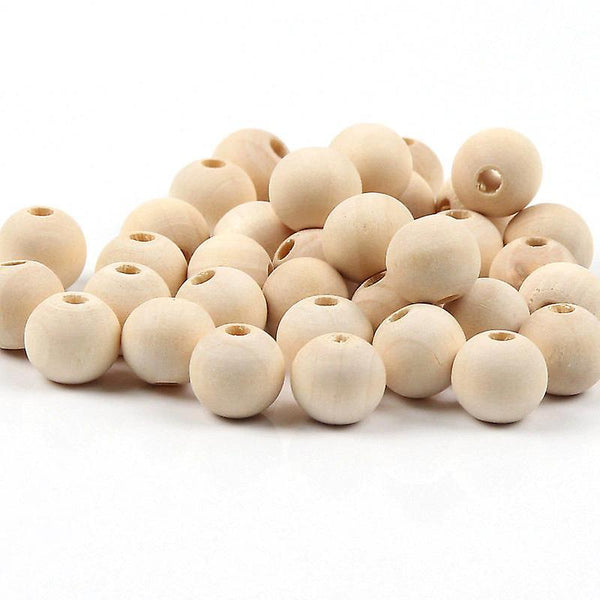 new 10mm 50pcs natural wooden lead free beads round balls for jewelry making and teething sm51373