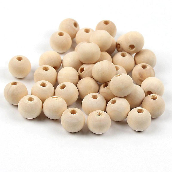 new 10mm 50pcs natural wooden lead free beads round balls for jewelry making and teething sm51373