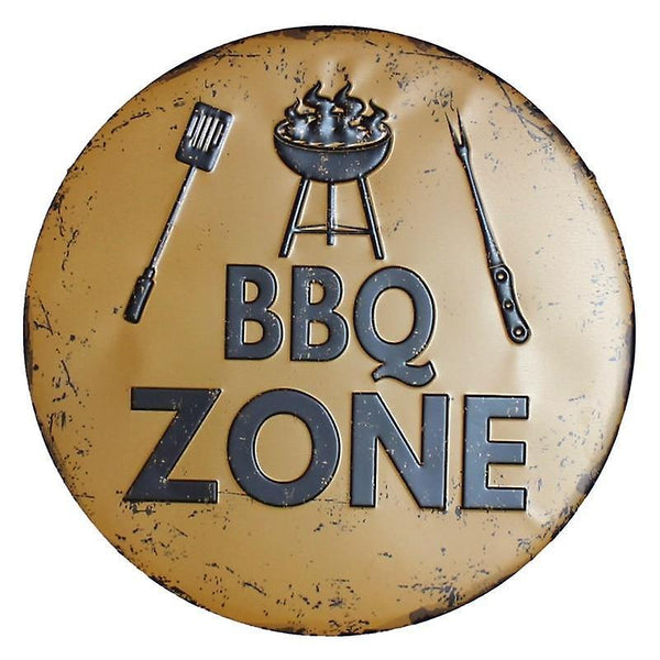 new 6 retro plaque metal tin signs vintage nostalgia round plates bbq zone cafe sm56877