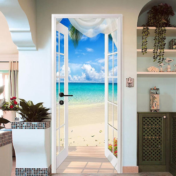 Window Sandy Beach Seascape 3d Photo Pvc SM58126