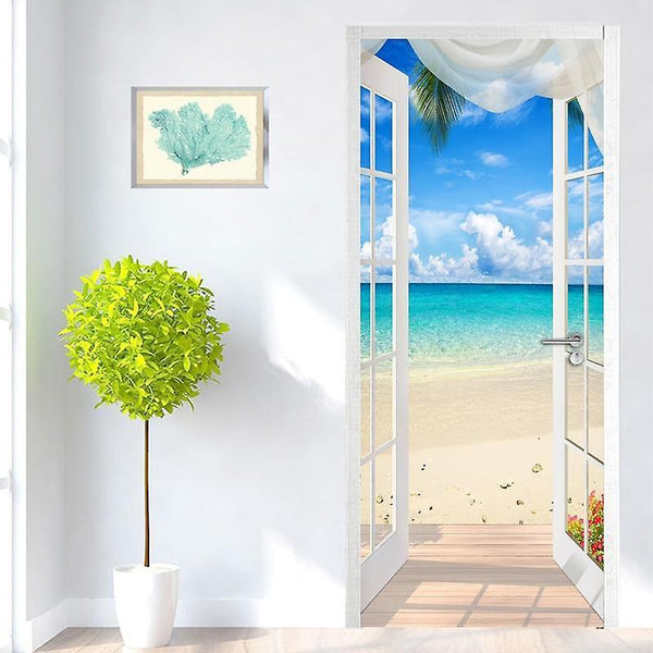 Window Sandy Beach Seascape 3d Photo Pvc SM58126