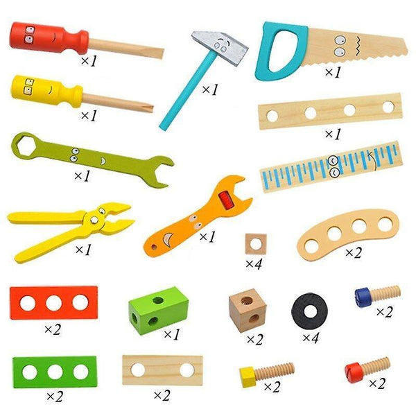 Alphabet Toys Children Handle Tool Box Wooden Educational Toy DIY Repair Screw Assembly Simulation T