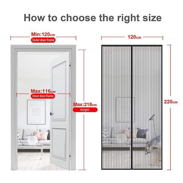 120cm*220cm Magnetic Mosquito Net Door Curtain Anti Fly Adhesive Strip 80 * 200cm Automatic Closing Ultra Fine Mesh Easy Tool-free Installation For Children And P Home Doors