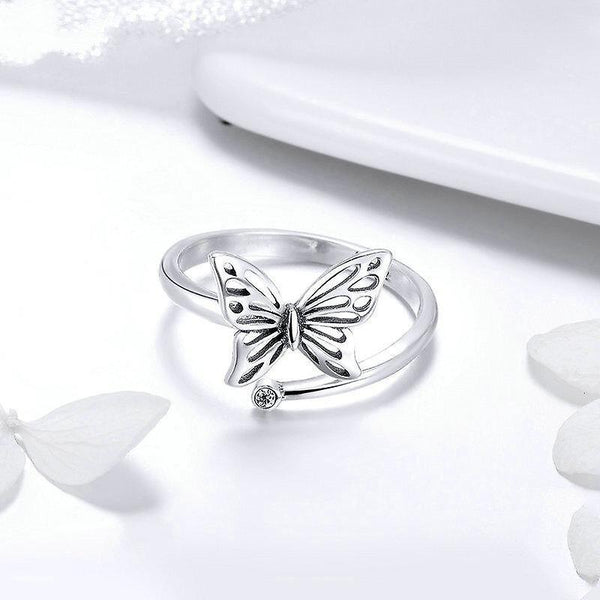 Rings silver plating vintage butterfly adjustable finger rings for women wedding engagement ring jewelry