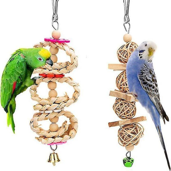 Bird Toys Set Parakeet Parrot Swing Chew GR9891