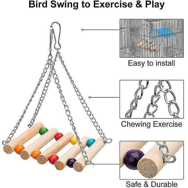 Bird Toys Set Parakeet Parrot Swing Chew GR9891